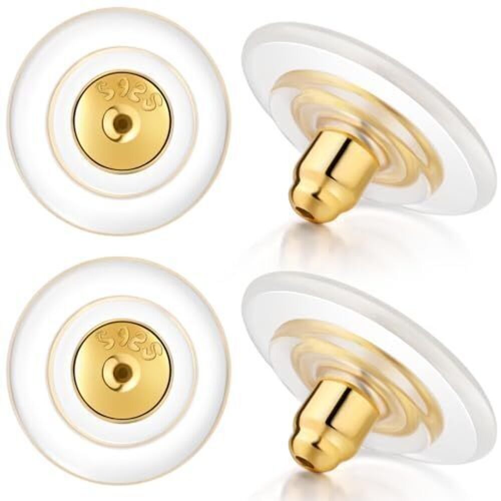 1092 12mm Big Earring Backs 925 Sterling Silver & 18K Gold Plated